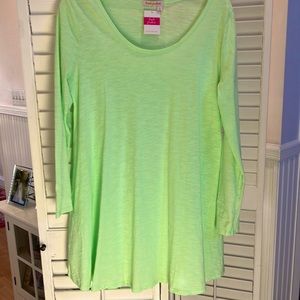 NWT Fresh Produce Sheer Cotton Lime Green Long Sleeve Dress Size Medium